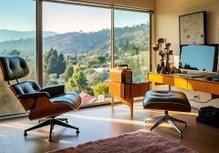 Contemporary-and-Modern-Home-Interior-Design-Office-w-Eames-chair--Wood-and-leather---Herman-Miller-Chair---Natural-light---Beautiful-Afternoon-in-Hollywood-Hills
